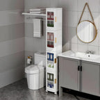Mobile con contenitori salvaspazio da bagno a 4 ripiani in plastica, sottile e stretto, con ruote, per piccoli spazi