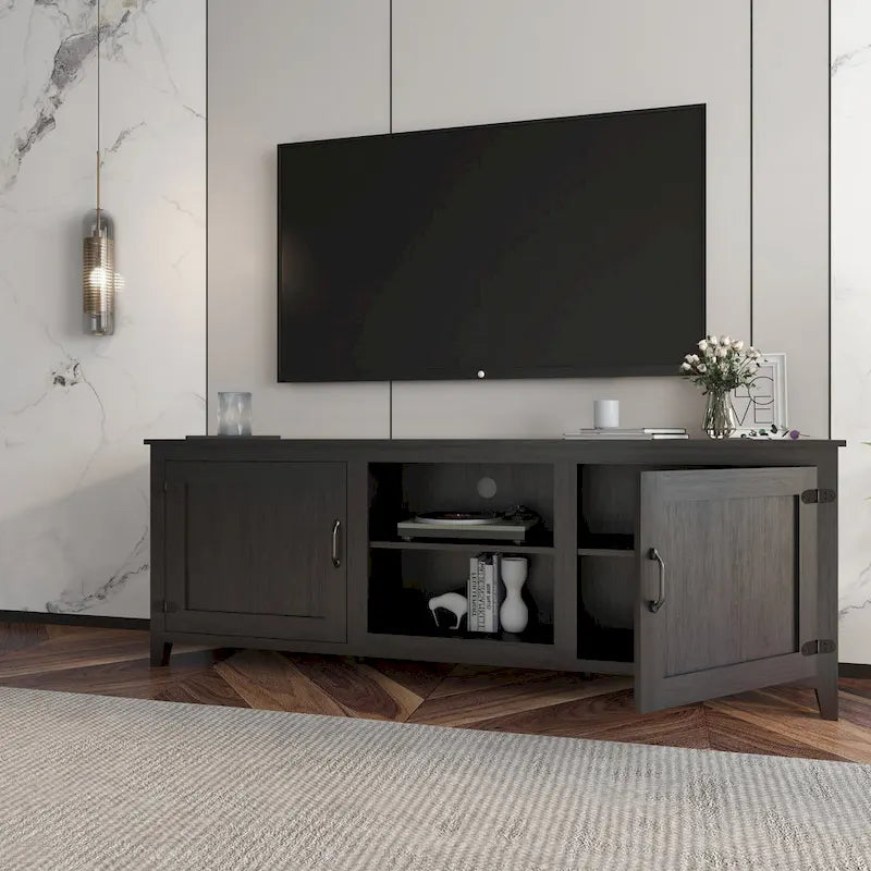 Mobile TV industriale con 2 armadietti e 4 ripiani per salotti, camere da letto e sale giochi