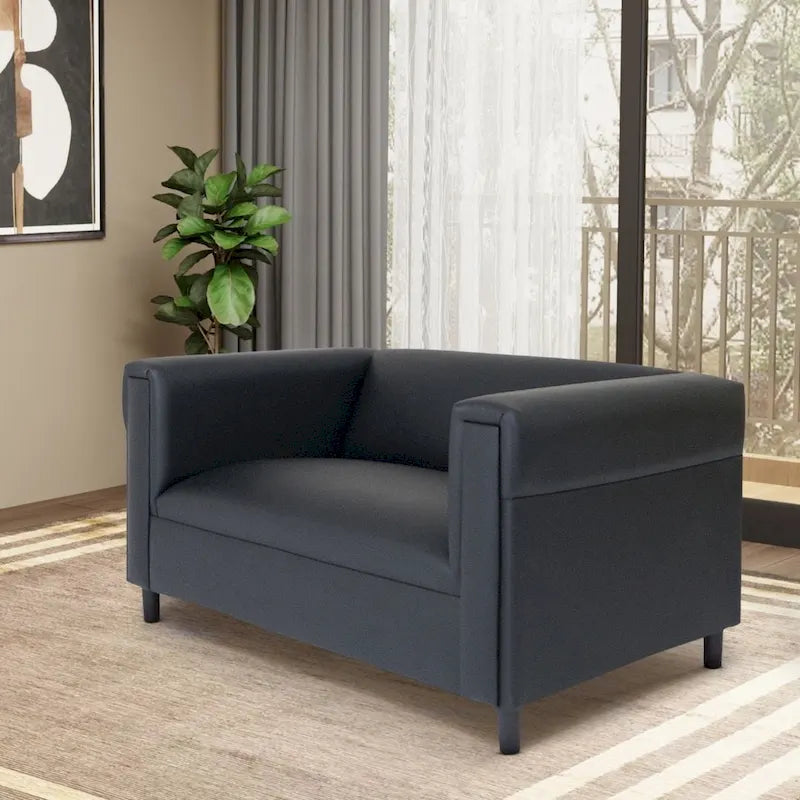 Divanetto Mid Century Modern in Similpelle con Struttura in Legno Massello Imbottito