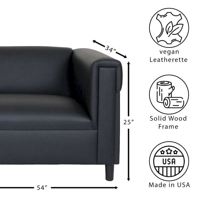 Divanetto Mid Century Modern in Similpelle con Struttura in Legno Massello Imbottito