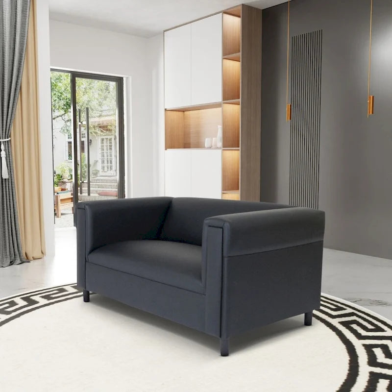 Divanetto Mid Century Modern in Similpelle con Struttura in Legno Massello Imbottito
