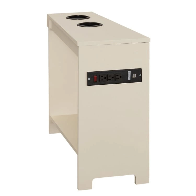 Tavolino stretto con stazione di ricarica - Comodino con contenitore, 2 prese di corrente e 2 porte USB