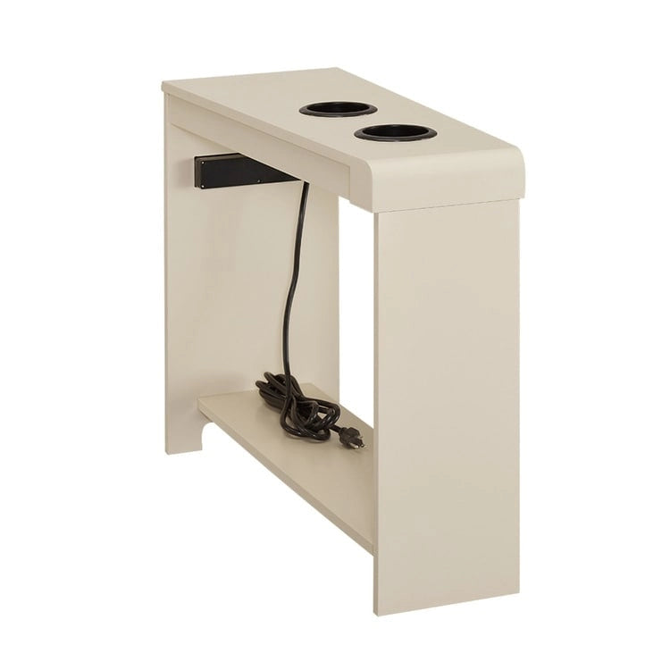 Tavolino stretto con stazione di ricarica - Comodino con contenitore, 2 prese di corrente e 2 porte USB
