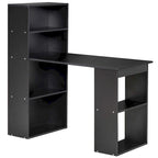 Scrivania moderna e compatta per computer con scaffali a 6 ripiani, postazione di lavoro con libreria per l'home office