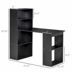 Scrivania moderna e compatta per computer con scaffali a 6 ripiani, postazione di lavoro con libreria per l'home office
