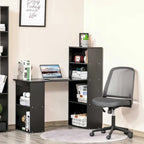Scrivania moderna e compatta per computer con scaffali a 6 ripiani, postazione di lavoro con libreria per l'home office