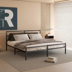Letto matrimoniale king-size con piattaforma in metallo e testiera