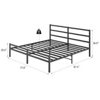 Letto matrimoniale king-size con piattaforma in metallo e testiera