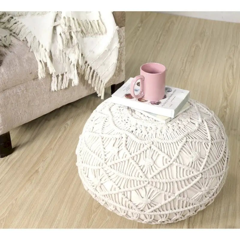 Pouf Ottomano in Macramè Naturale Sevita Mystic