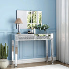 Consolle scrivania a 2 cassetti con specchio Glam - 76 A X 100 L X 35 P cm
