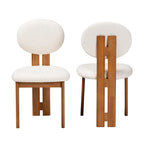 Sedia da pranzo Kacela in tessuto Bouclé e legno, stile Japandi moderno