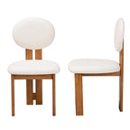 Sedia da pranzo Kacela in tessuto Bouclé e legno, stile Japandi moderno