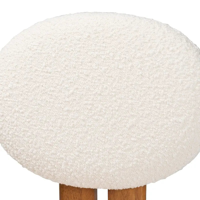 Sedia da pranzo Kacela in tessuto Bouclé e legno, stile Japandi moderno