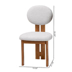 Sedia da pranzo Kacela in tessuto Bouclé e legno, stile Japandi moderno
