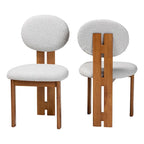 Sedia da pranzo Kacela in tessuto Bouclé e legno, stile Japandi moderno