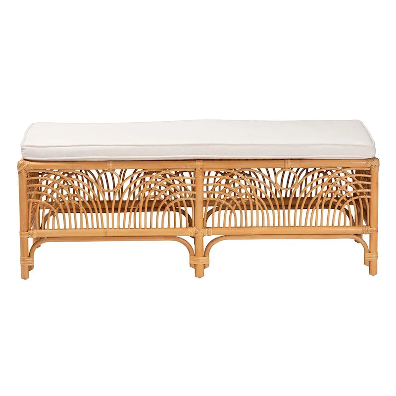Panca in Rattan Marrone Naturale Moderna Bohemien Materra