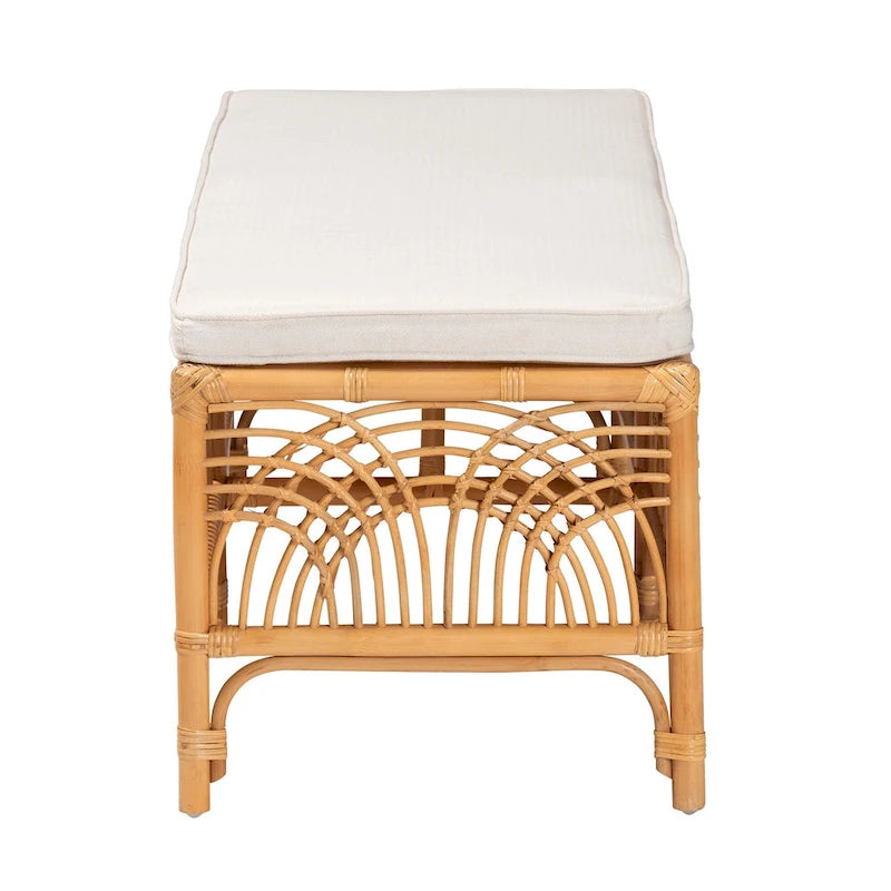 Panca in Rattan Marrone Naturale Moderna Bohemien Materra