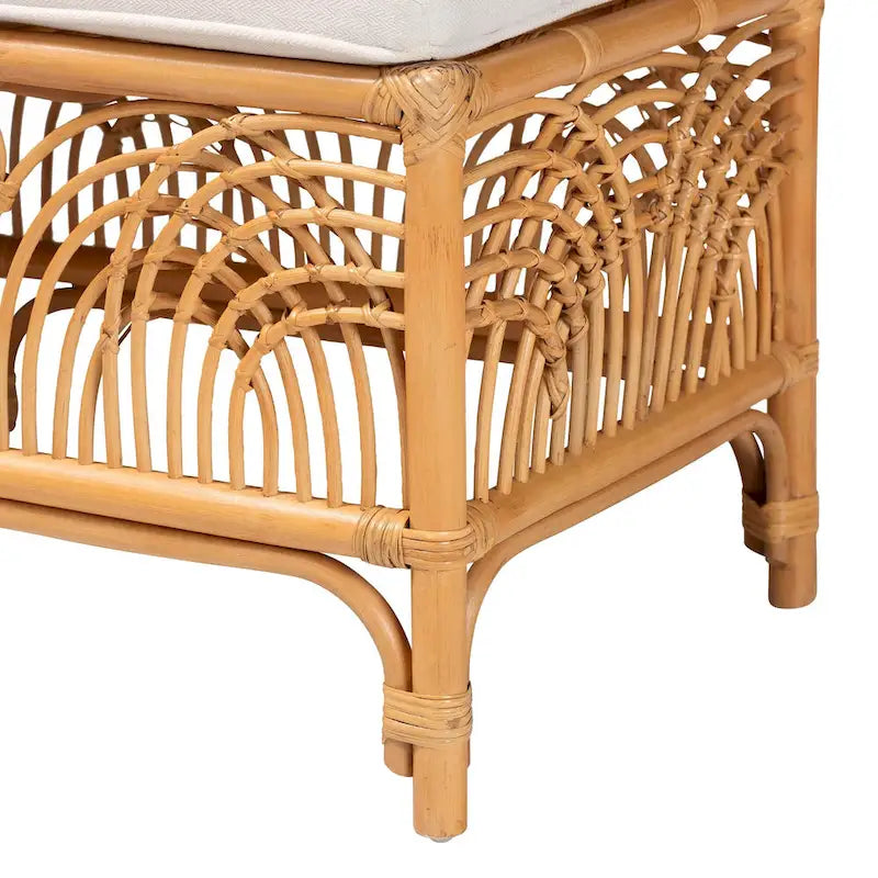 Panca in Rattan Marrone Naturale Moderna Bohemien Materra