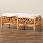 Panca in Rattan Marrone Naturale Moderna Bohemien Materra