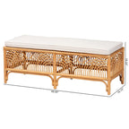 Panca in Rattan Marrone Naturale Moderna Bohemien Materra