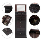Elegante Armadio Portagioie con Specchio e Ganci per Collane - 18,5 x 12 x 42