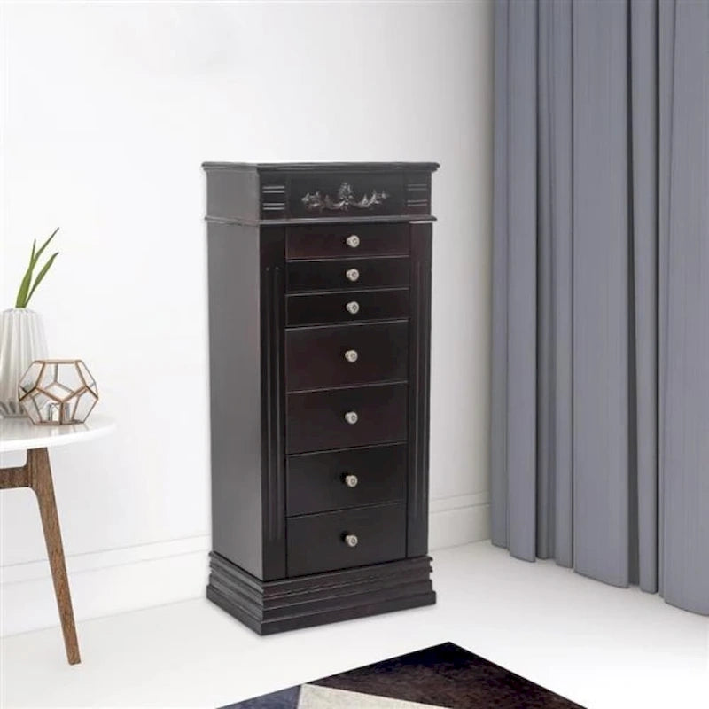 Elegante Armadio Portagioie con Specchio e Ganci per Collane - 18,5 x 12 x 42