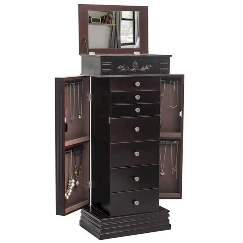 Elegante Armadio Portagioie con Specchio e Ganci per Collane - 18,5 x 12 x 42