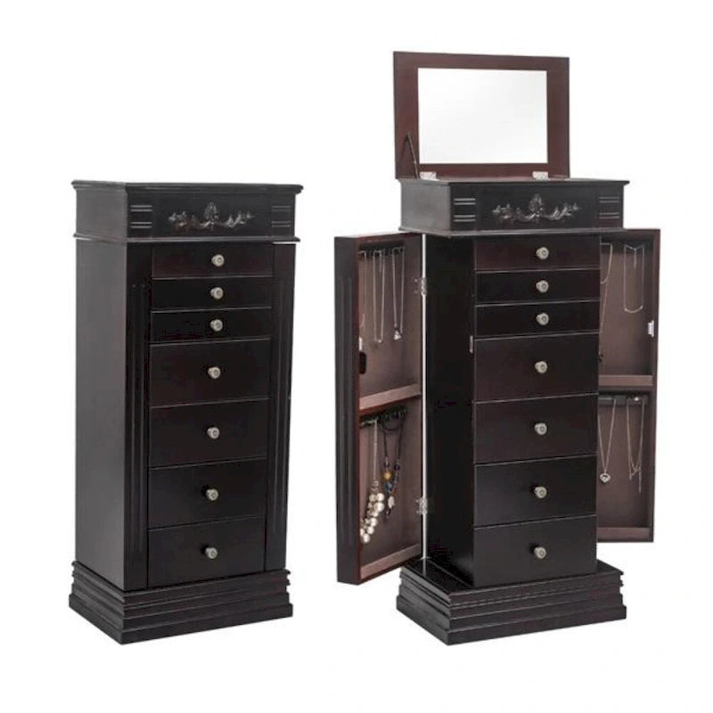 Elegante Armadio Portagioie con Specchio e Ganci per Collane - 18,5 x 12 x 42
