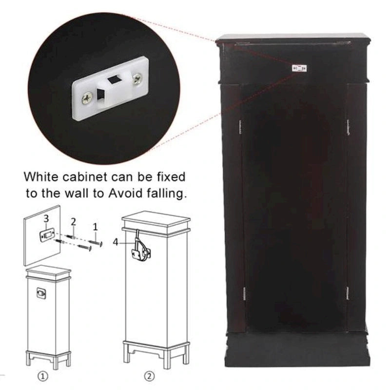 Elegante Armadio Portagioie con Specchio e Ganci per Collane - 18,5 x 12 x 42