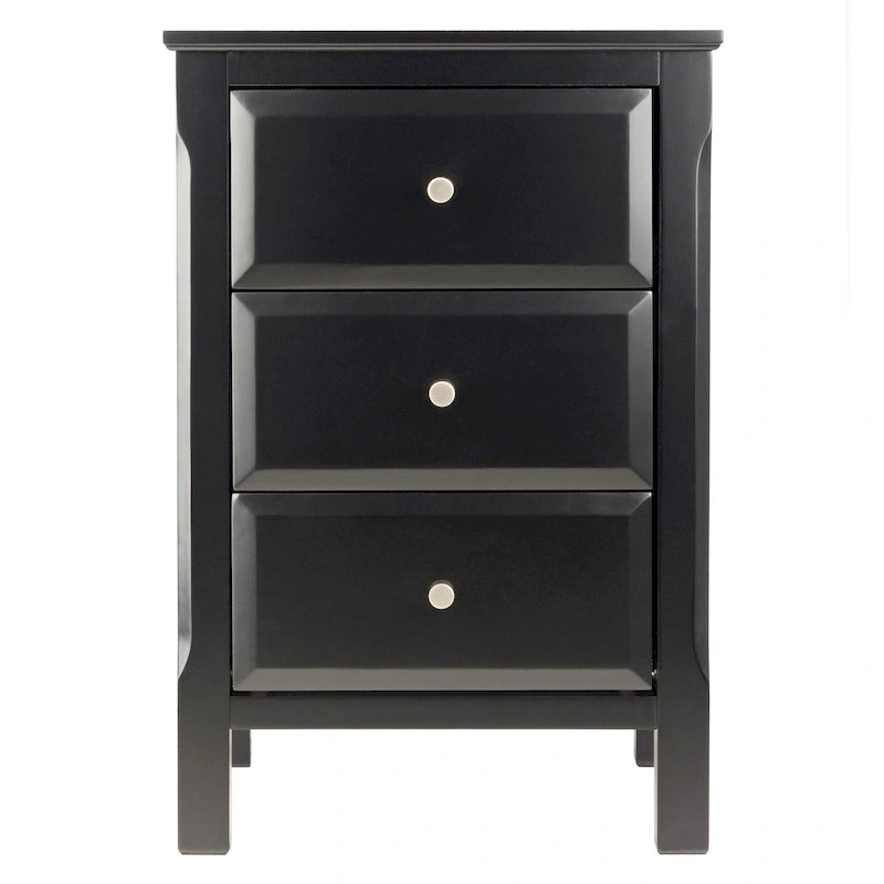 Comodino Nero in Legno con 3 Spaziosi Cassetti - 15.75L x 15.75P x 23.63A