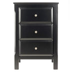 Comodino Nero in Legno con 3 Spaziosi Cassetti - 15.75L x 15.75P x 23.63A
