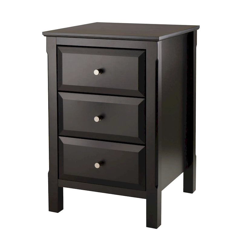 Comodino Nero in Legno con 3 Spaziosi Cassetti - 15.75L x 15.75P x 23.63A