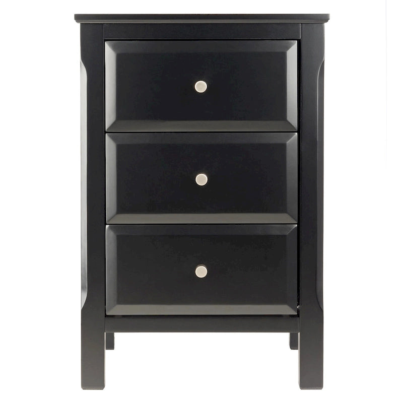 Comodino Nero in Legno con 3 Spaziosi Cassetti - 15.75L x 15.75P x 23.63A