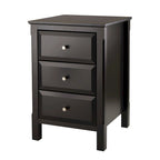 Comodino Nero in Legno con 3 Spaziosi Cassetti - 15.75L x 15.75P x 23.63A