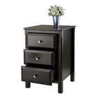 Comodino Nero in Legno con 3 Spaziosi Cassetti - 15.75L x 15.75P x 23.63A
