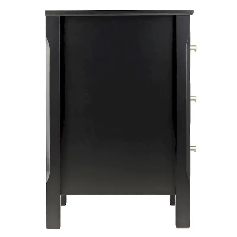 Comodino Nero in Legno con 3 Spaziosi Cassetti - 15.75L x 15.75P x 23.63A