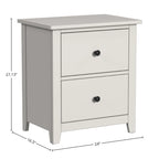 Comodino Lodge in legno a 2 cassetti stile rustico, finitura crema