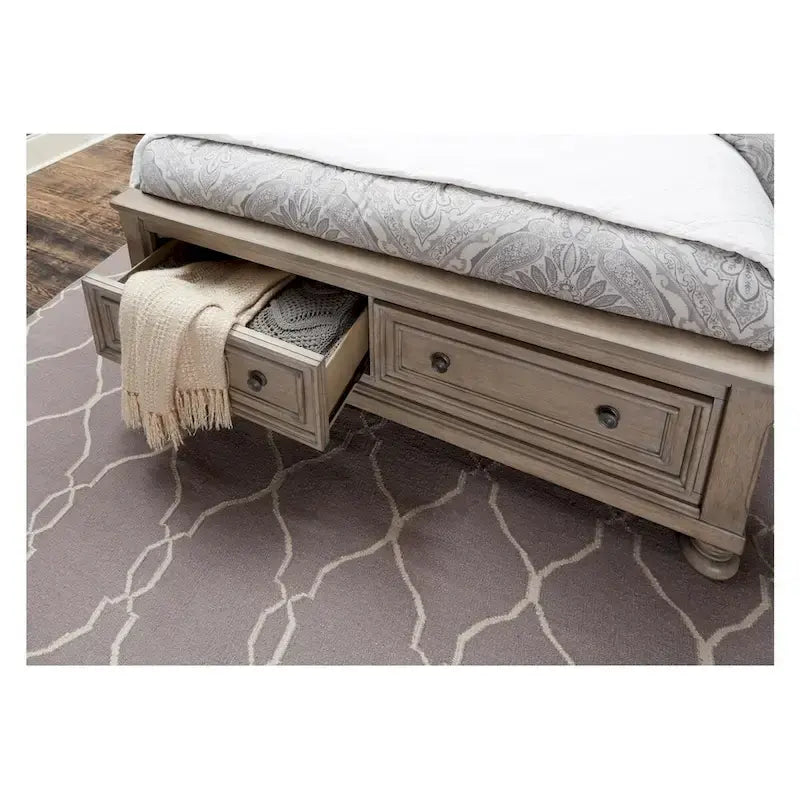 Piattaforma letto Donald Gray Modern Sleigh con contenitore