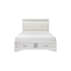 Letto a piattaforma imbottito in ecopelle moderna con contenitore Beatrice White
