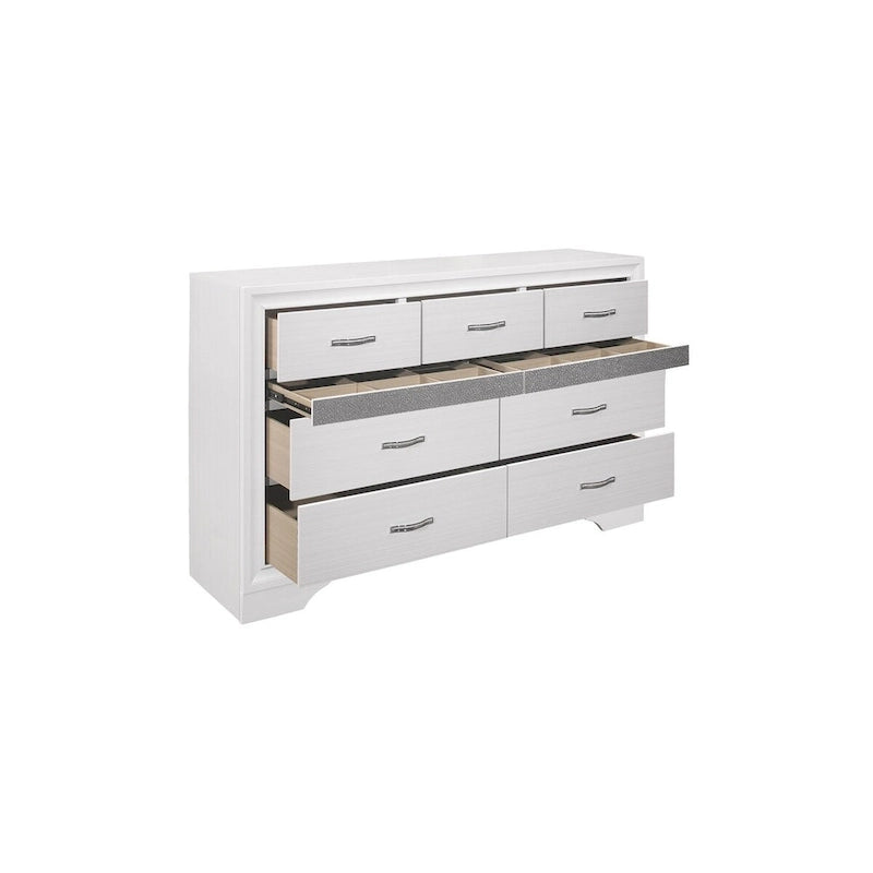 Letto a piattaforma imbottito in ecopelle moderna con contenitore Beatrice White