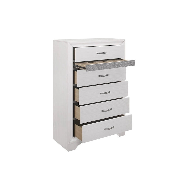 Letto a piattaforma imbottito in ecopelle moderna con contenitore Beatrice White