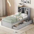 Struttura letto moderna matrimoniale (twin) con porta USB integrata nella testiera a libreria e 2 cassetti, per camera da letto, soggiorno