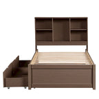 Struttura letto moderna matrimoniale (twin) con porta USB integrata nella testiera a libreria e 2 cassetti, per camera da letto, soggiorno