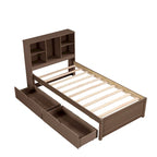 Struttura letto moderna matrimoniale (twin) con porta USB integrata nella testiera a libreria e 2 cassetti, per camera da letto, soggiorno