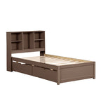 Struttura letto moderna matrimoniale (twin) con porta USB integrata nella testiera a libreria e 2 cassetti, per camera da letto, soggiorno