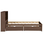 Struttura letto moderna matrimoniale (twin) con porta USB integrata nella testiera a libreria e 2 cassetti, per camera da letto, soggiorno
