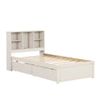 Struttura letto moderna matrimoniale (twin) con porta USB integrata nella testiera a libreria e 2 cassetti, per camera da letto, soggiorno