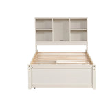 Struttura letto moderna matrimoniale (twin) con porta USB integrata nella testiera a libreria e 2 cassetti, per camera da letto, soggiorno