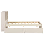 Struttura letto moderna matrimoniale (twin) con porta USB integrata nella testiera a libreria e 2 cassetti, per camera da letto, soggiorno