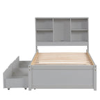 Struttura letto moderna matrimoniale (twin) con porta USB integrata nella testiera a libreria e 2 cassetti, per camera da letto, soggiorno